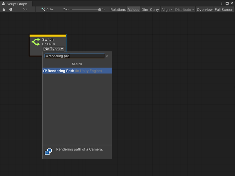 A Switch node branching based on an enum value.
