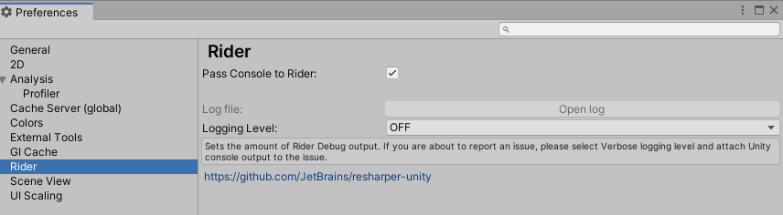 Rider tab in the Preferences window.